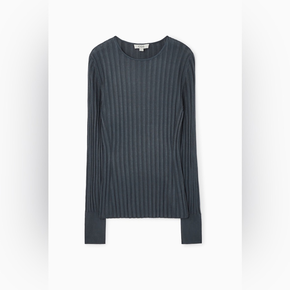 COS Dark Gray Ribbed Long-Sleeve Top